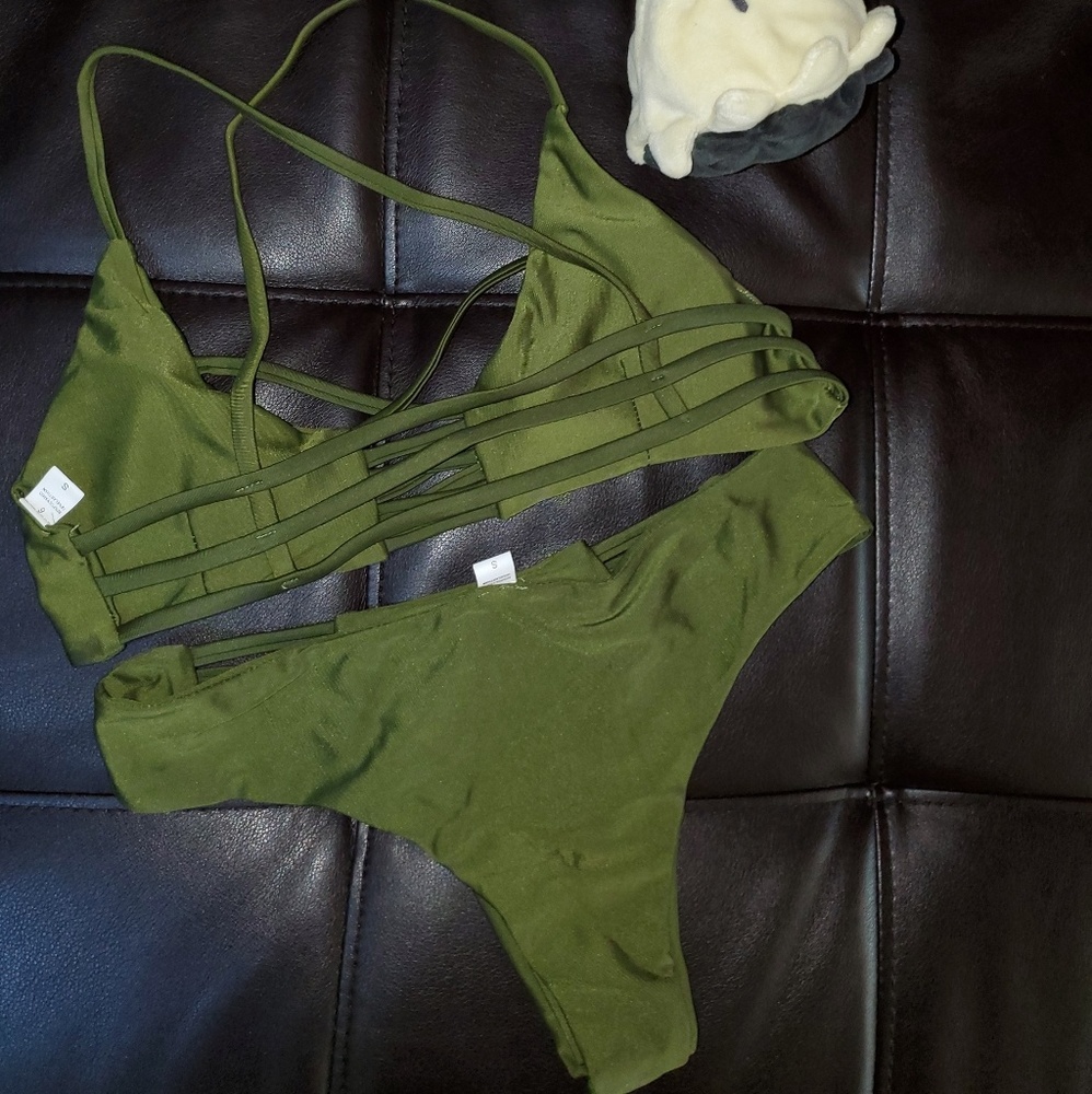 Brand NEW Army Green Strappy Swimsuit - Picture 2 of 6